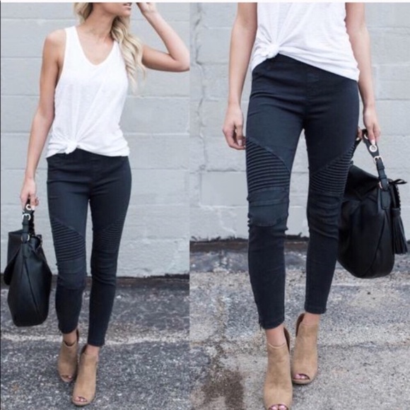 Glamvault Pants - Black Moto Leggings